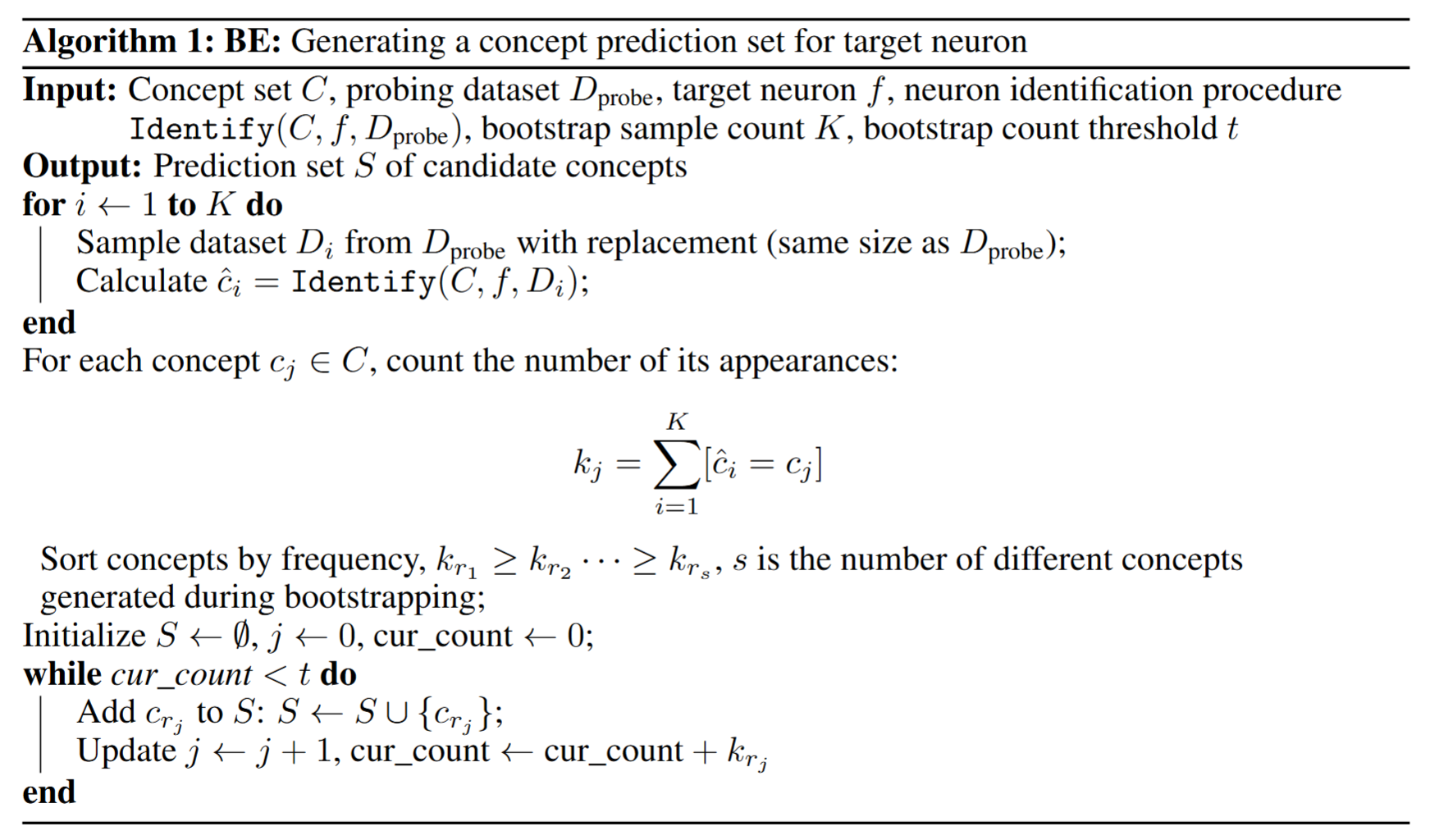 Bootstrap Explanation (BE) algorithm